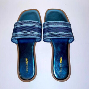 Bedazzled Blue Slide on Sandals